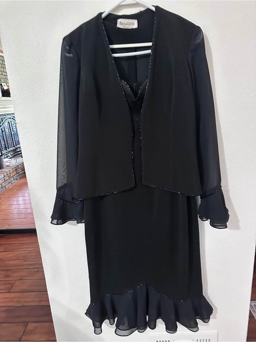 Black Midi Dress with Chiffon Jacket